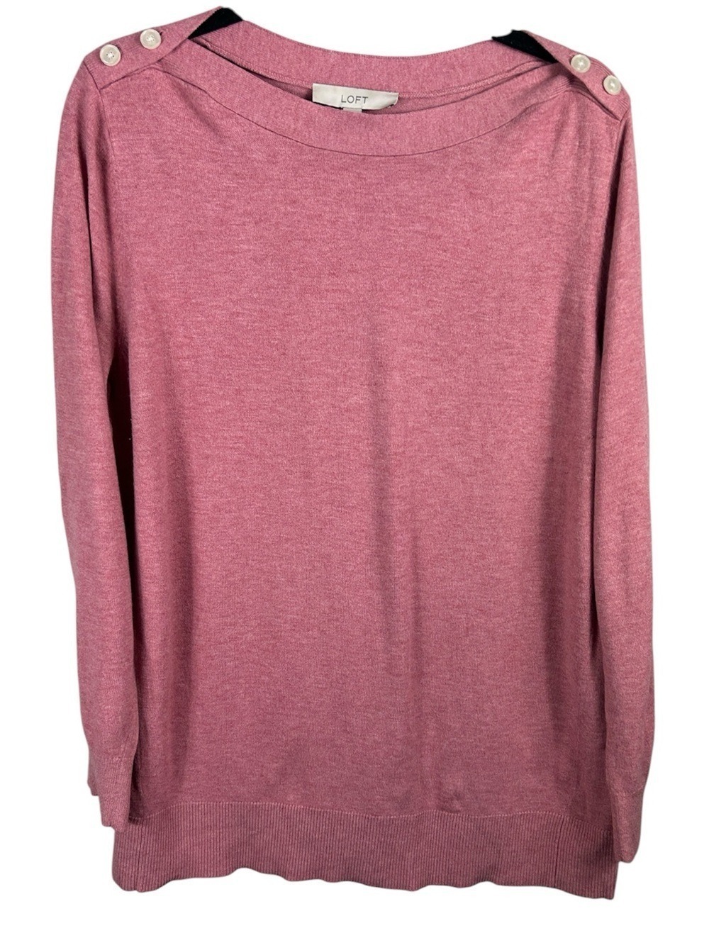 LOFT Pink Button-Shoulder Crewneck Sweater Size XL